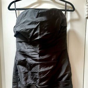 Strapless black taffeta dress